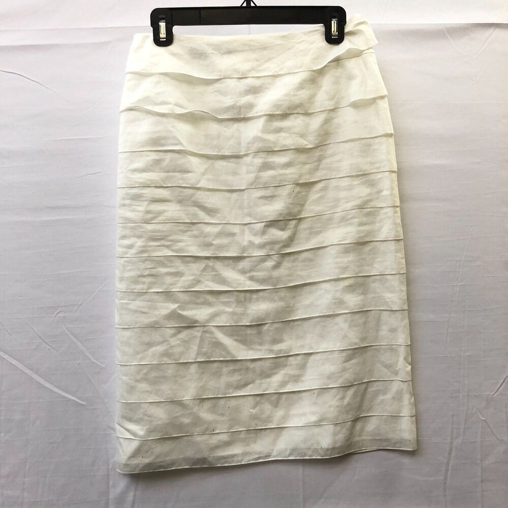 Jil Sander Ruffle Pencil Skirt Back Slit XL or US 10 Waist 32 Inches